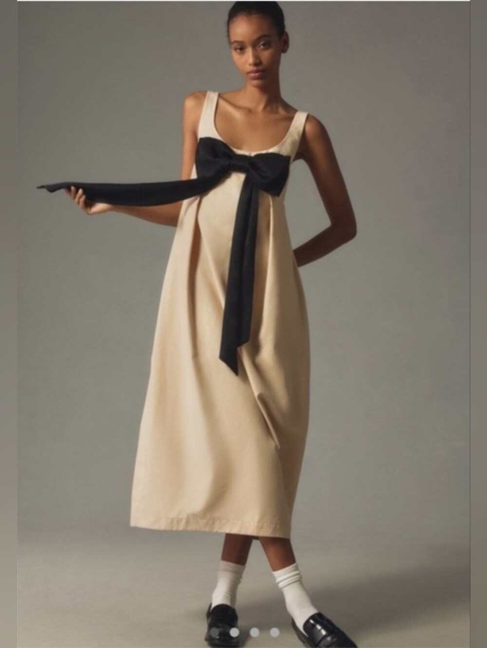 ANTHROPOLOGIE MAEVE Sleeveless Bow Front Barrel Column Midi Dress NEW.